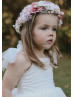 Tulle Straps Ivory Cotton Tea Length Flower Girl Dress